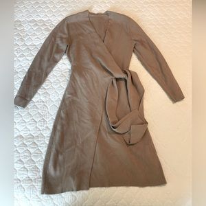Light brown knee length sweater dress
